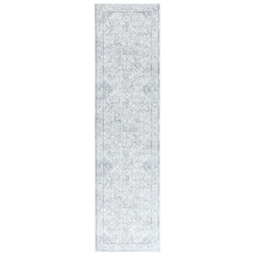 SAFAVIEH Orlando Isaiah Geometric Machine Washable Runner Rug, Ivory/Light Blue, 1'10" x 8'