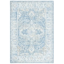 SAFAVIEH Orlando Jilliean Medallion Machine Washable Area Rug, Blue/Gold, 4'9" x 6'6"