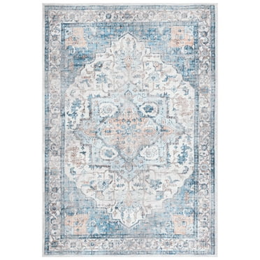 SAFAVIEH Orlando Keaton Medallion Machine Washable Area Rug, Blue/Beige, 8' x 10'
