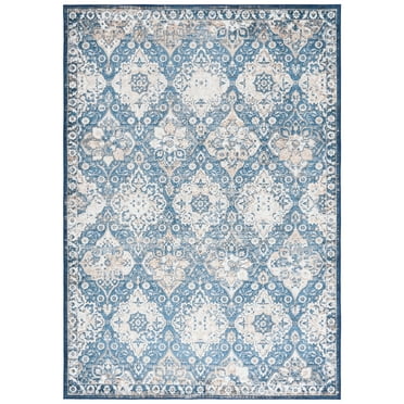 SAFAVIEH Orlando Mira Geometric Machine Washable Area Rug, Blue/Beige, 8' x 10'