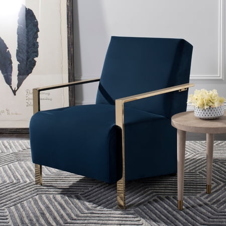 SAFAVIEH Orna Modern Glam Cushioned Accent Chair, Navy