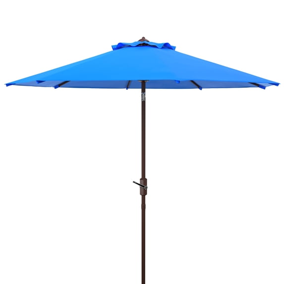 SAFAVIEH Ortega 9' Market Crank Auto Tilt Patio Umbrella, Pacific Blue