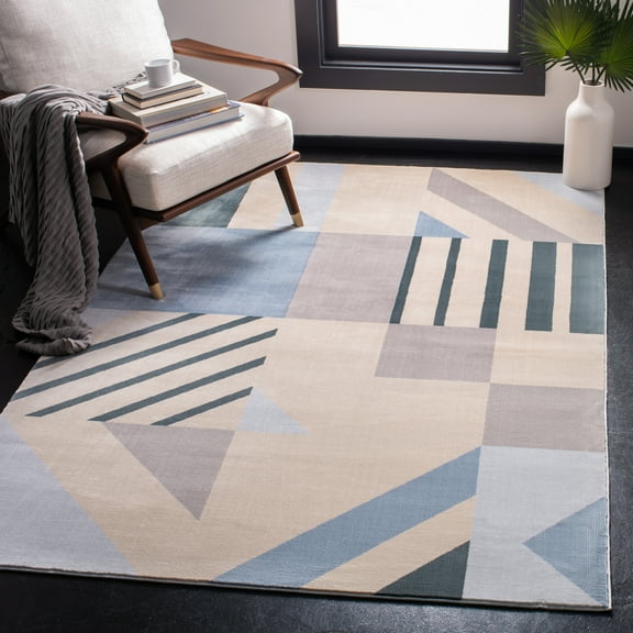 SAFAVIEH Orwell Anderson Abstract Geometric Area Rug, Beige/Blue, 4' x 6'