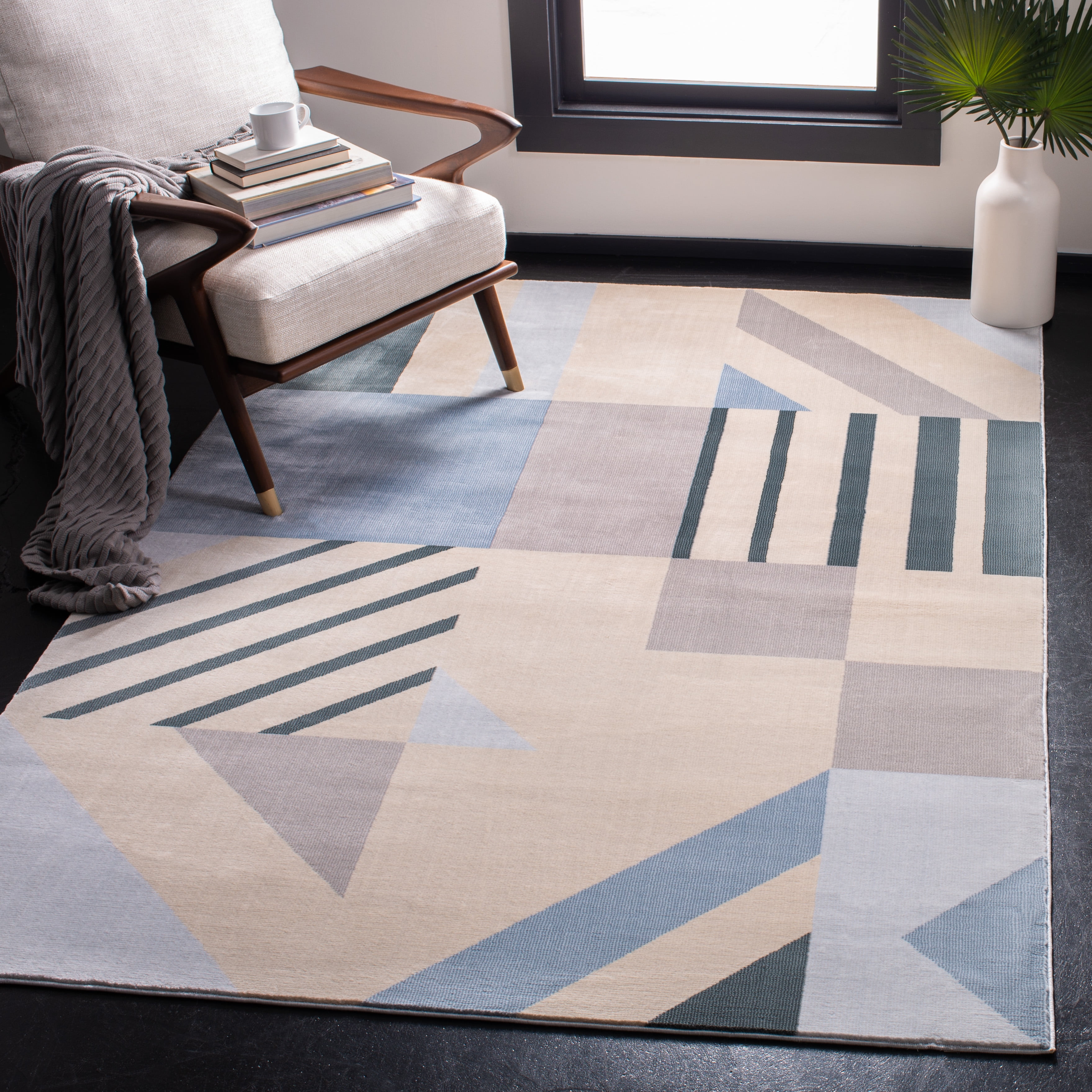 SAFAVIEH Orwell Anderson Abstract Geometric Area Rug Beige Blue 4 x 6