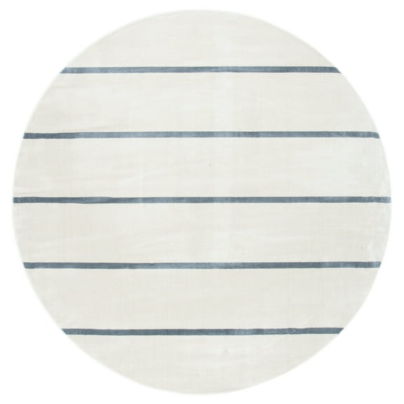 SAFAVIEH Orwell Caelestinus Striped Area Rug, Ivory/Grey, 6'7" x 6'7" Round