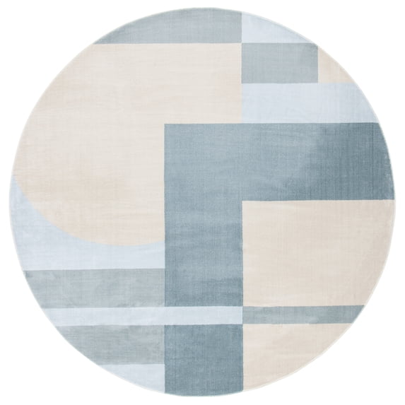 SAFAVIEH Orwell Calanthia Abstract Area Rug, Beige/Blue, 6'7" x 6'7" Round