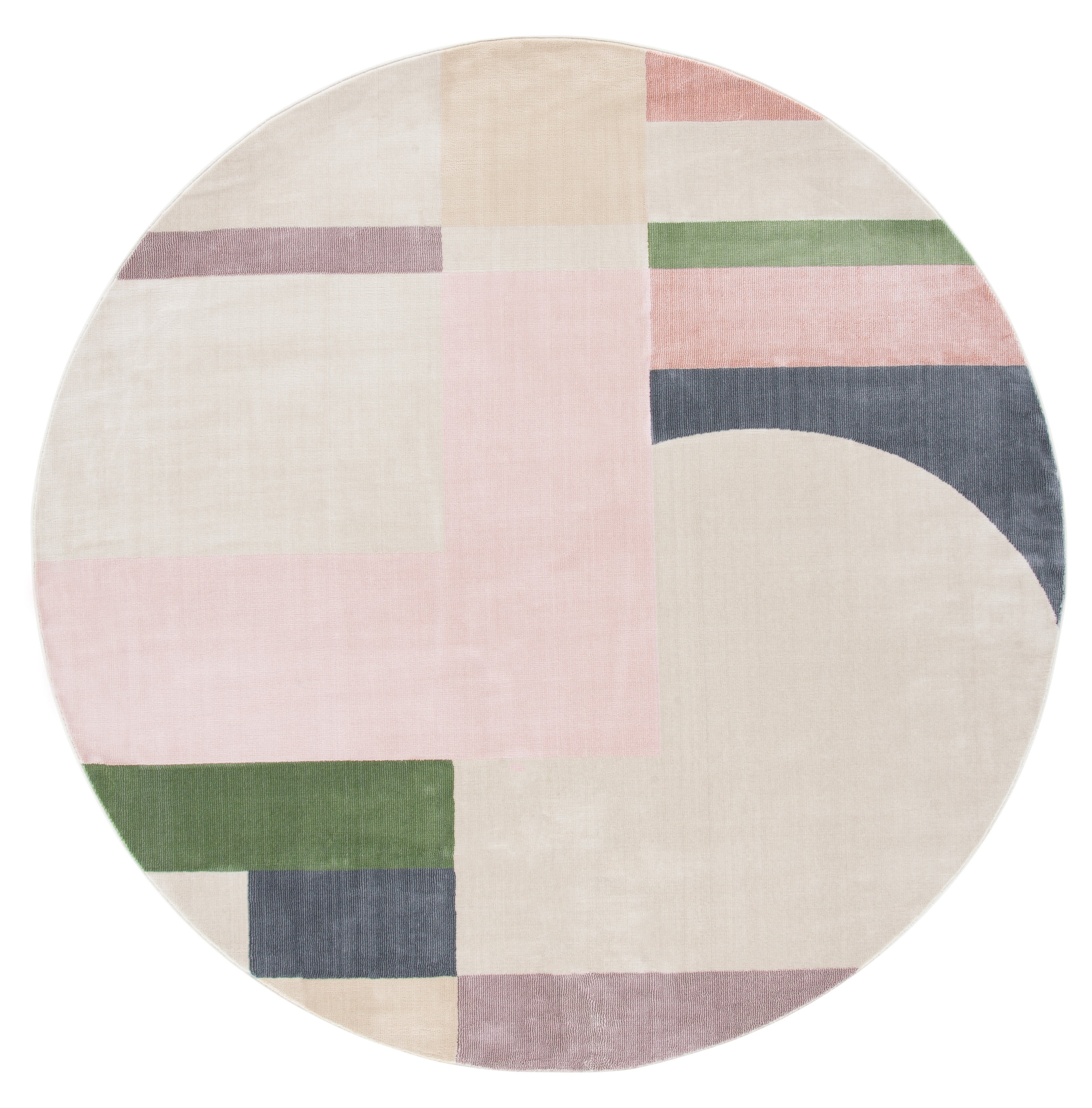 SAFAVIEH Orwell Calanthia Abstract Area Rug, Beige/Pink, 6'7" x 6'7" Round