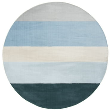 SAFAVIEH Orwell Christabella Striped Area Rug, Blue/Grey, 6'7" x 6'7" Round