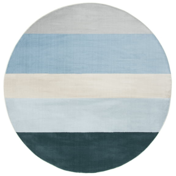 SAFAVIEH Orwell Christabella Striped Area Rug, Blue/Grey, 6'7" x 6'7" Round
