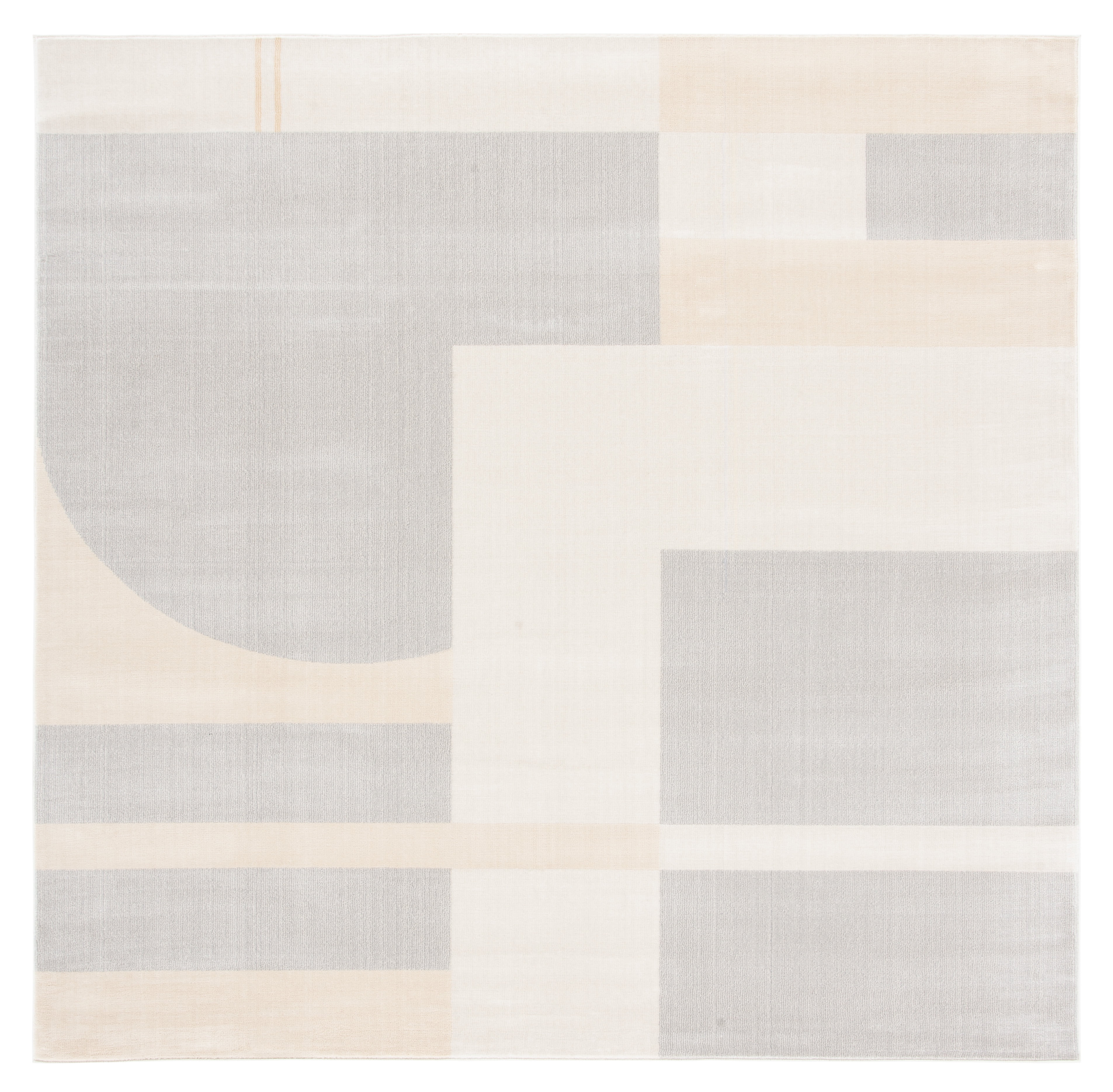 Grey and Beige Abstract Square Hand-knotted Area Rug