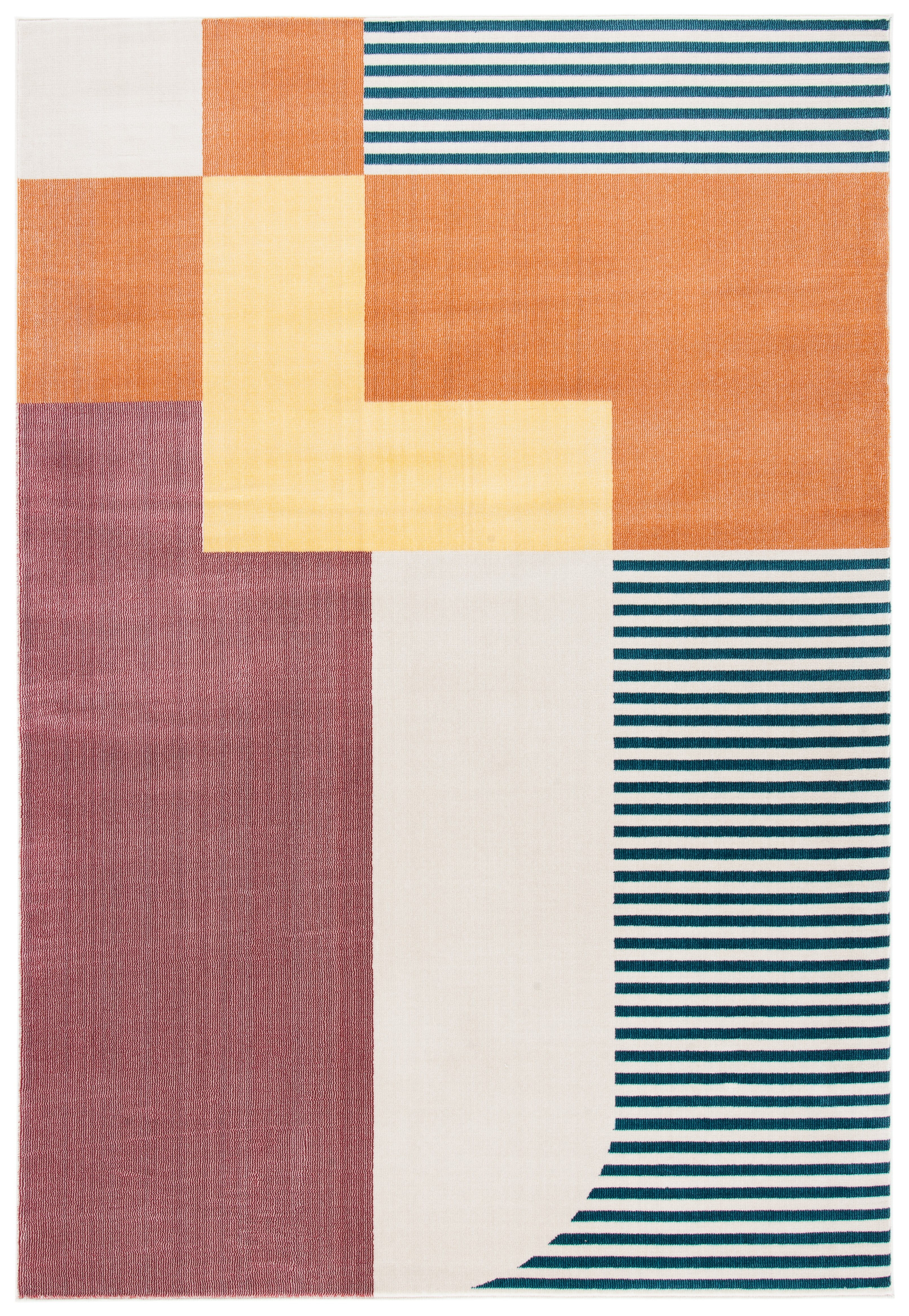 Rust and Yellow Abstract Hand-knotted Synthetic Rug, 4' x 6'