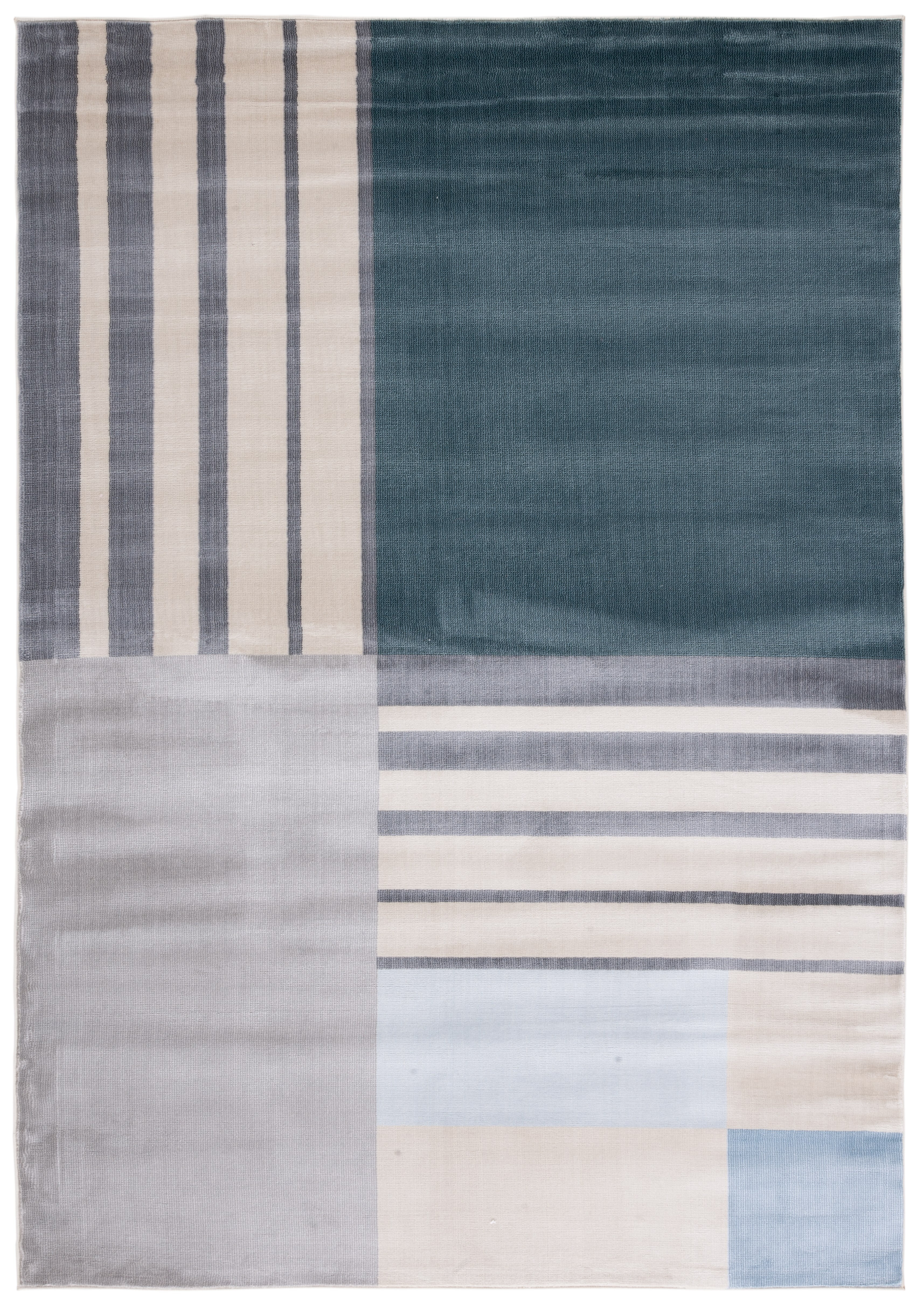 Charcoal and Beige Abstract Rectangular Area Rug, 3' x 5'