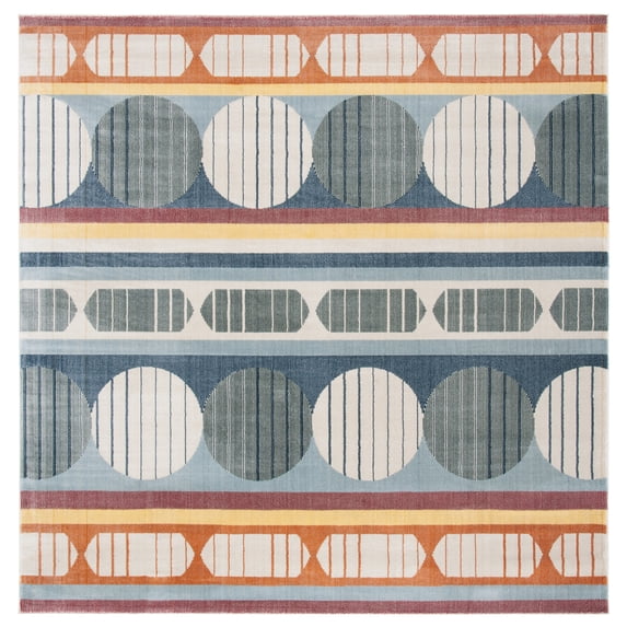 SAFAVIEH Orwell Dusko Abstract Area Rug, Blue/Yellow, 6'7" x 6'7" Square