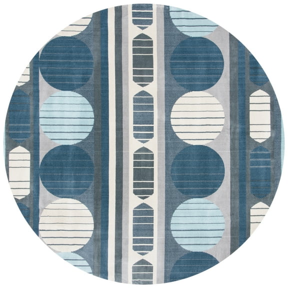 SAFAVIEH Orwell Dusko Abstract Area Rug, Grey/Blue, 6'7" x 6'7" Round