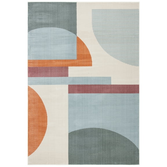 SAFAVIEH Orwell Hayden Abstract Runner Rug, Ivory/Blue, 2'2" x 5'