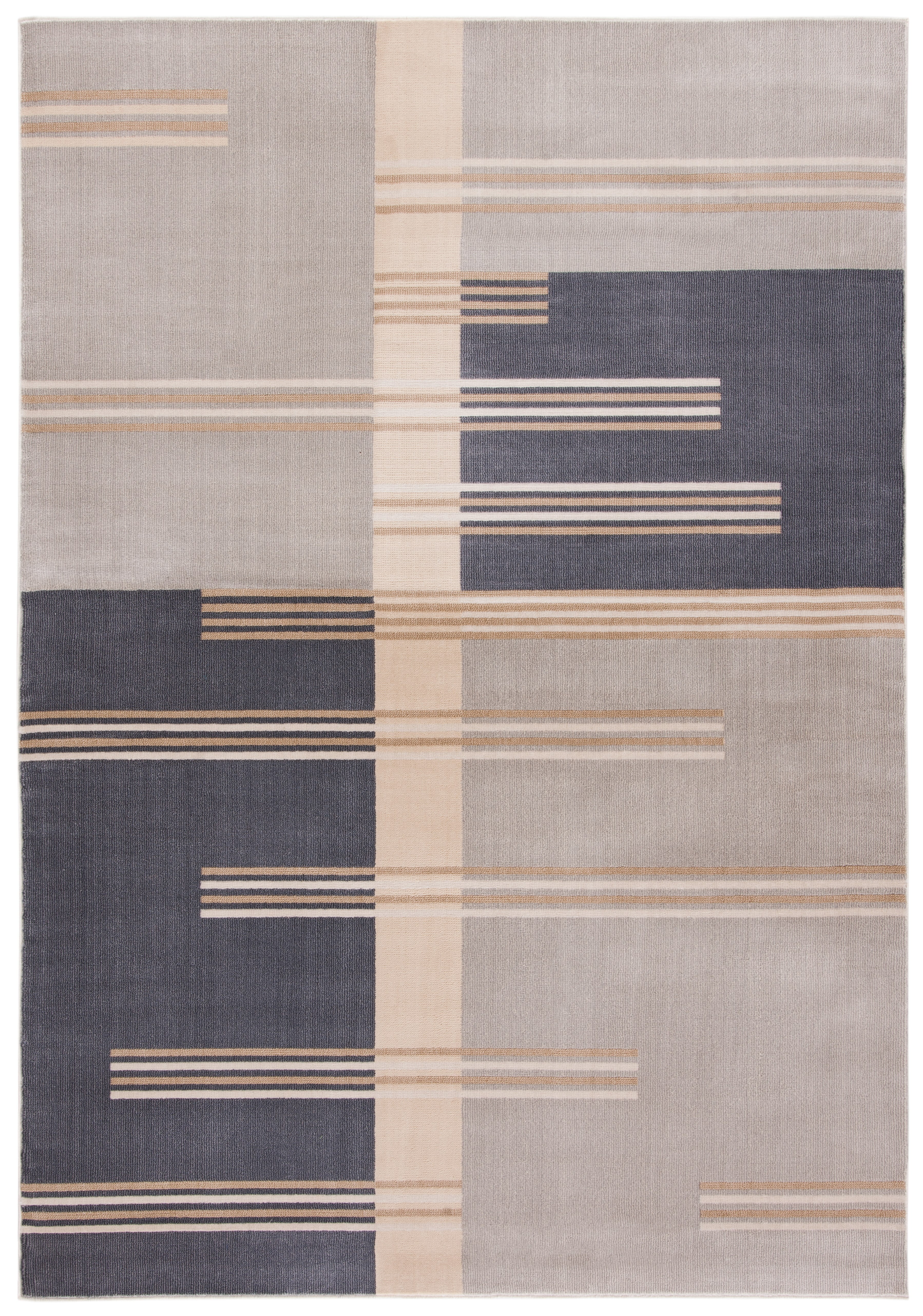 Art Deco Inspired 2' x 3' Hand-Knotted Gray Synthetic Area Rug