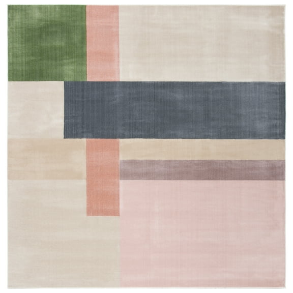 SAFAVIEH Orwell Lucille Abstract Area Rug, Ivory/Charcoal, 6'7" x 6'7" Square
