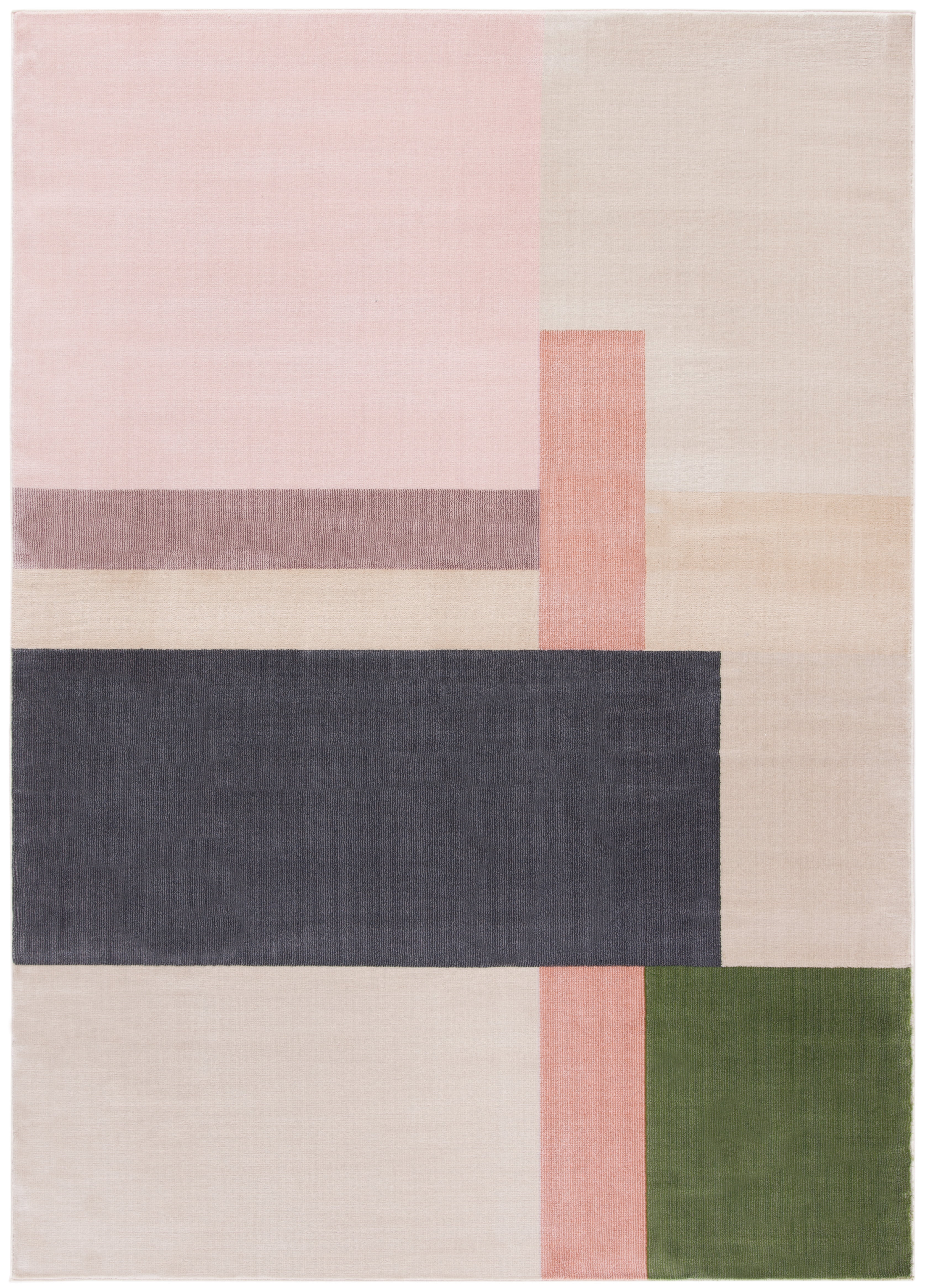 Ivory and Charcoal Abstract Geometric Area Rug