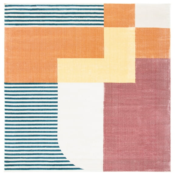 SAFAVIEH Orwell Milka Abstract Area Rug, Rust/Yellow, 3' x 3' Square