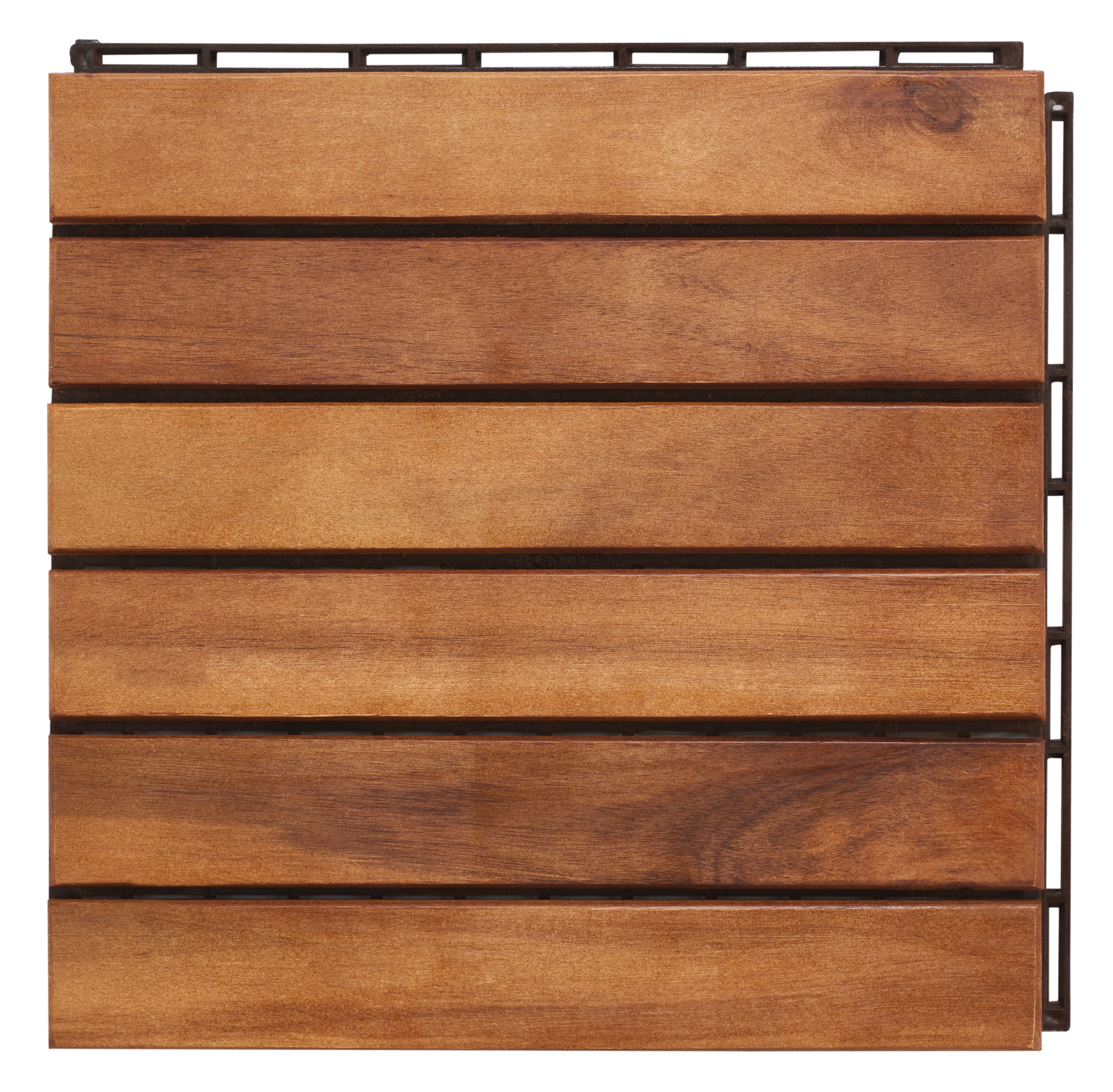 SAFAVIEH Osaka Outdoor Patio 6 Slat Wooden Floor Tile, Natural, Set of 10
