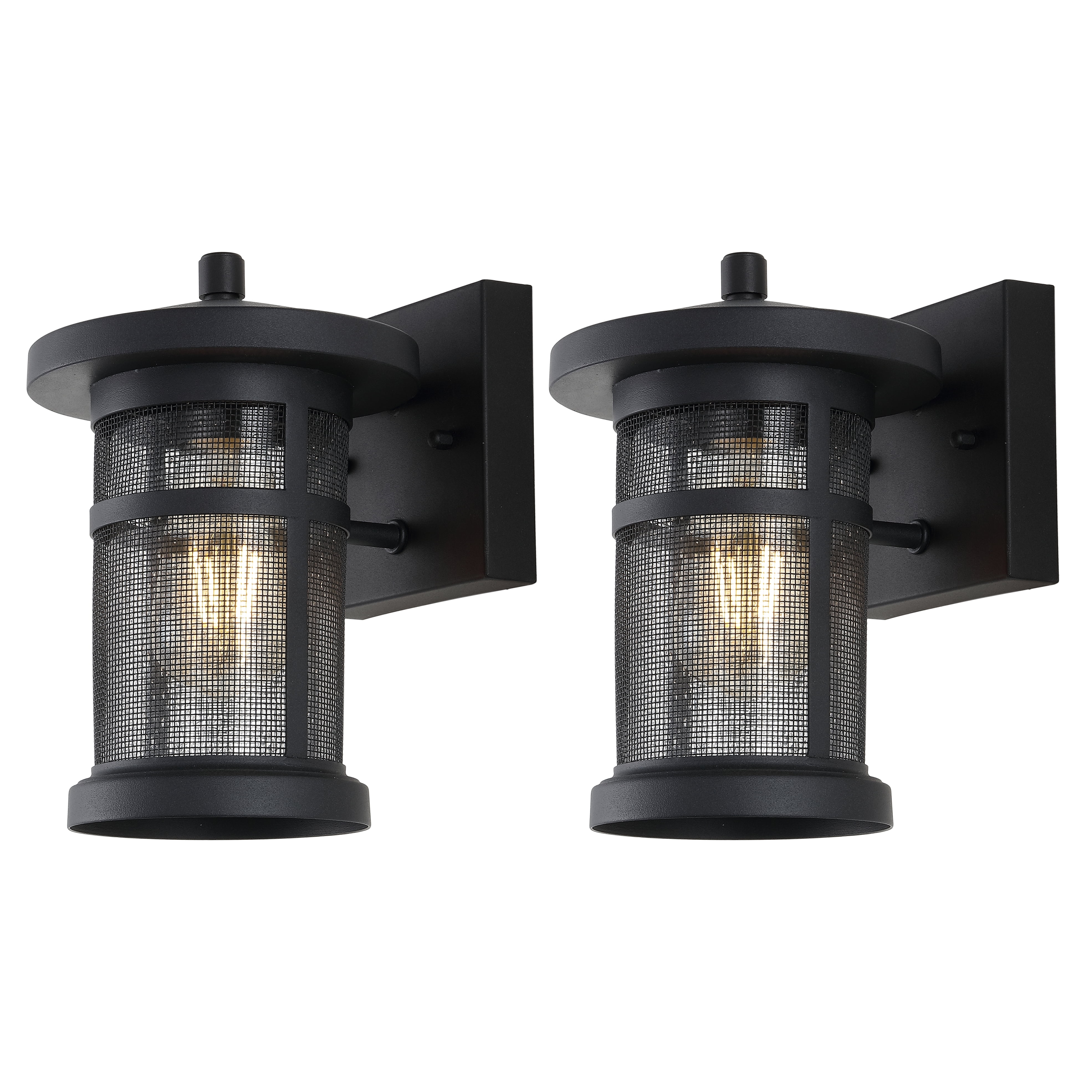 Sleek Black Powder-Coated Direct Wired Sconce Set of 2