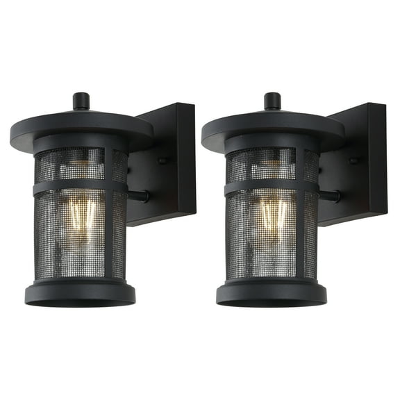 SAFAVIEH Osprey T10 Black Metal Wall Sconce with Shade, Set of 2