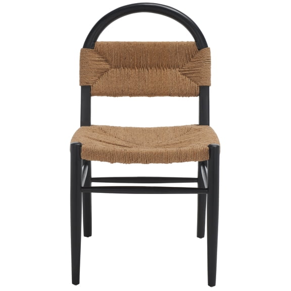 SAFAVIEH Ottilie Farmhouse Dining Chair, Black/Natural (19.5 in. W x 18.7 in. D x 36.6 in. H)