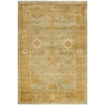 SAFAVIEH Oushak Manuel Floral Bordered Wool Area Rug, Dark Green/Brown, 4' x 6'