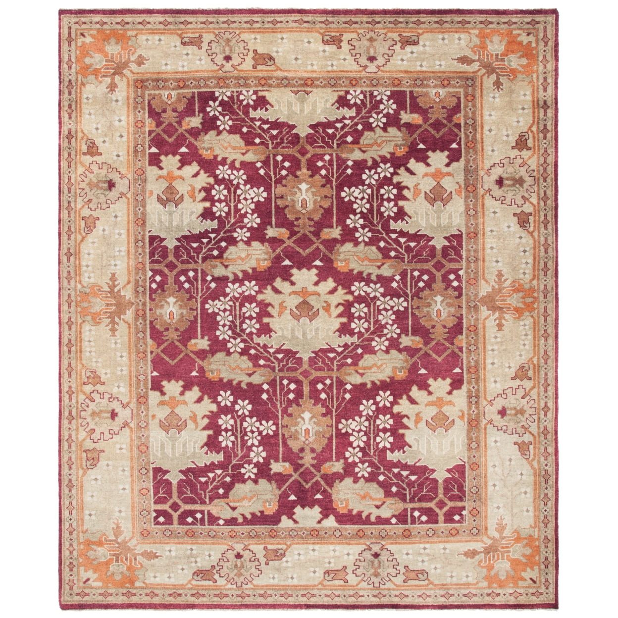 Hand-Knotted Red Wool Oushak 8' x 10' Area Rug