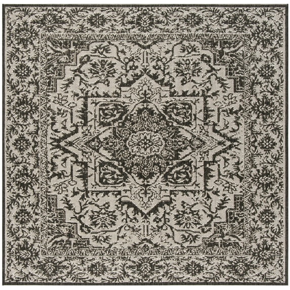 SAFAVIEH Outdoor BHS139A Beach House Lt Grey / Charcoal Rug