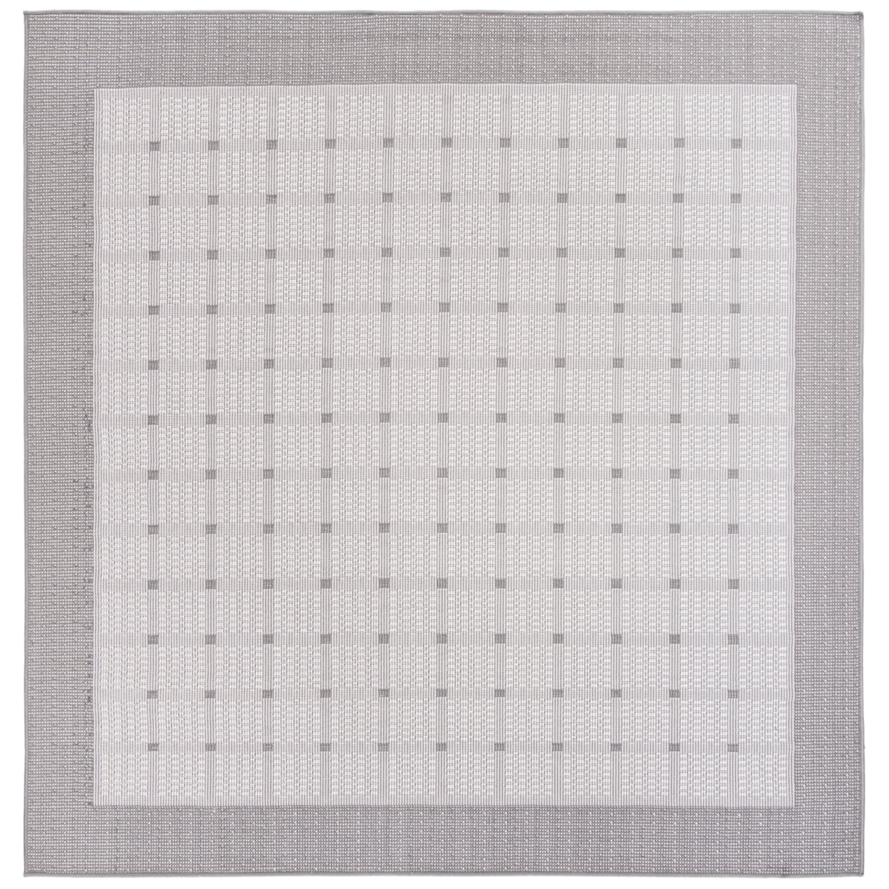 Gray Synthetic Square Reversible Indoor/Outdoor Rug