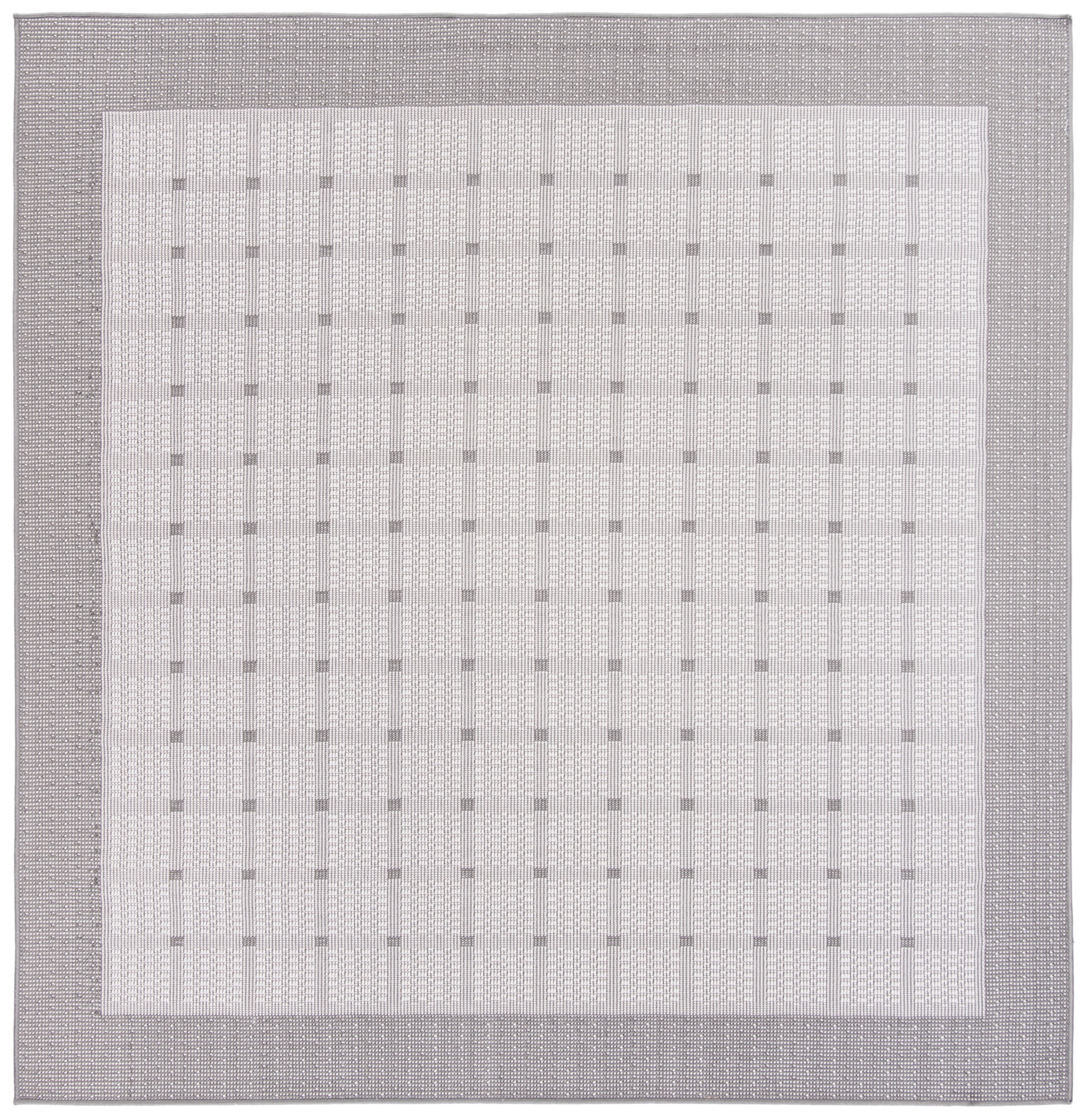 Gray Synthetic Square Reversible Indoor/Outdoor Rug