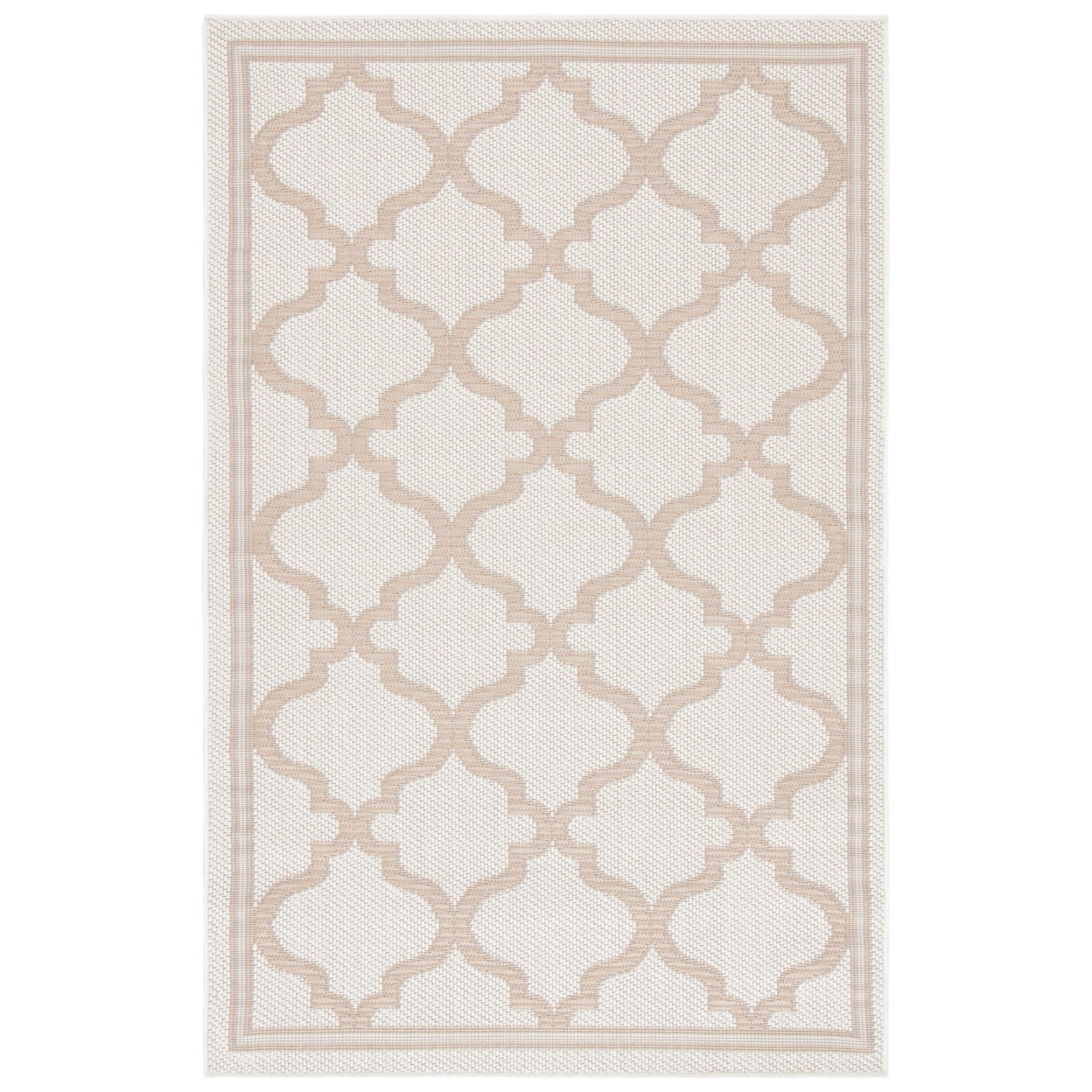 Ivory/Beige Geometric Easy-Care Synthetic 3' x 5' Outdoor Rug