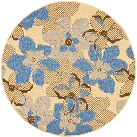 SAFAVIEH Outdoor CY4022B Courtyard Natural Brown / Blue Rug