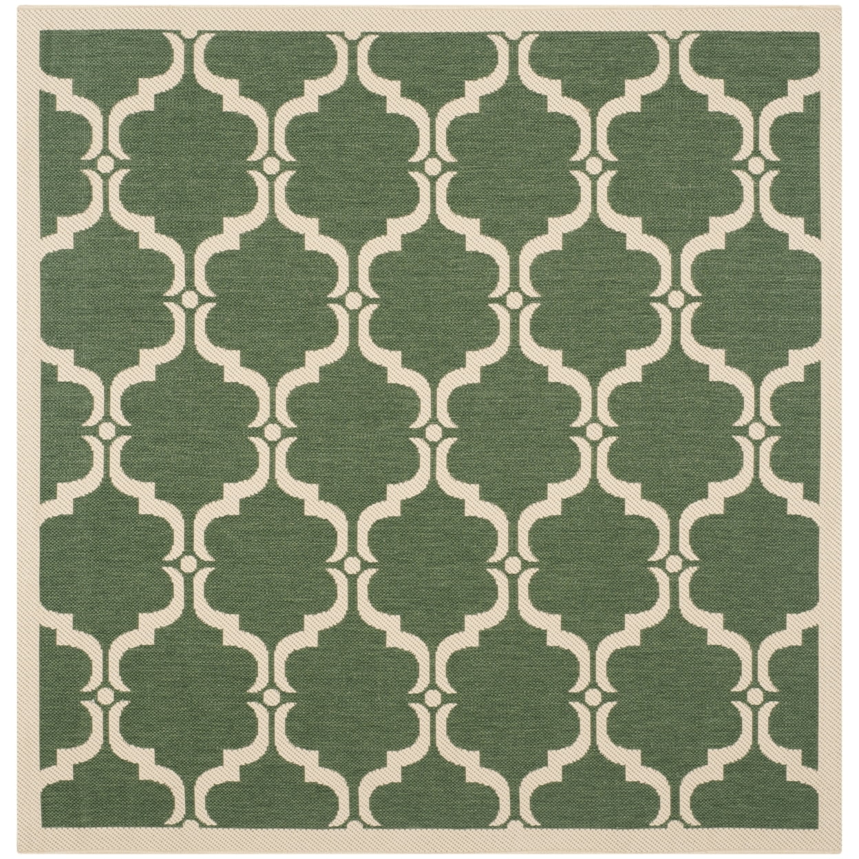 Courtyard Trellis 4' Square Dark Green/Beige Indoor/Outdoor Rug