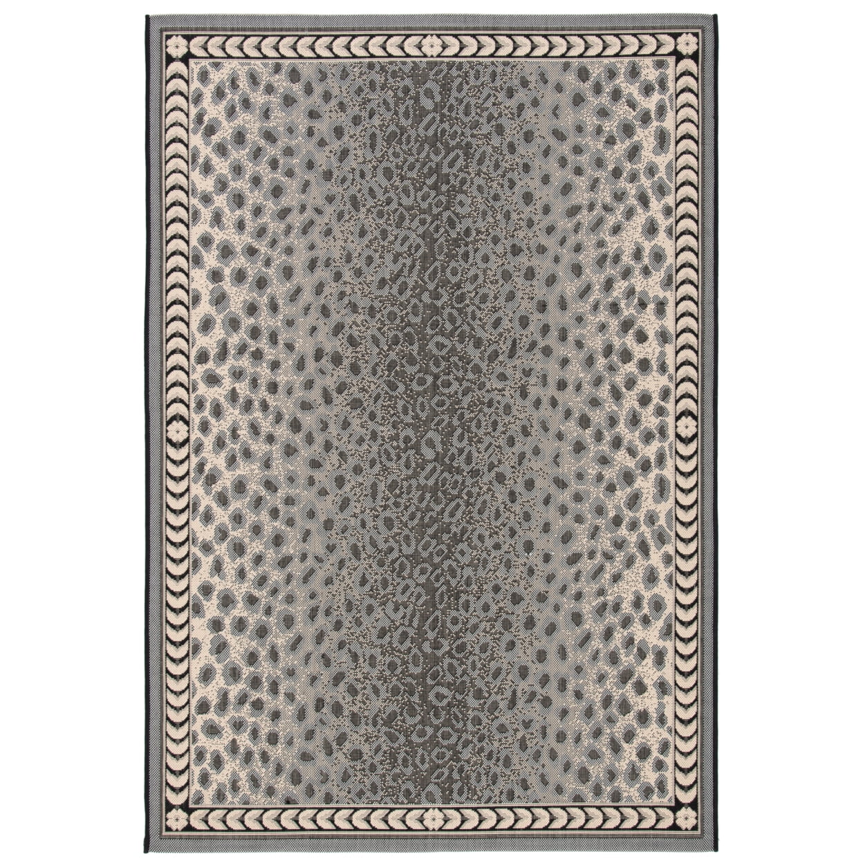 Grey and Black Animal Print Indoor/Outdoor Rug