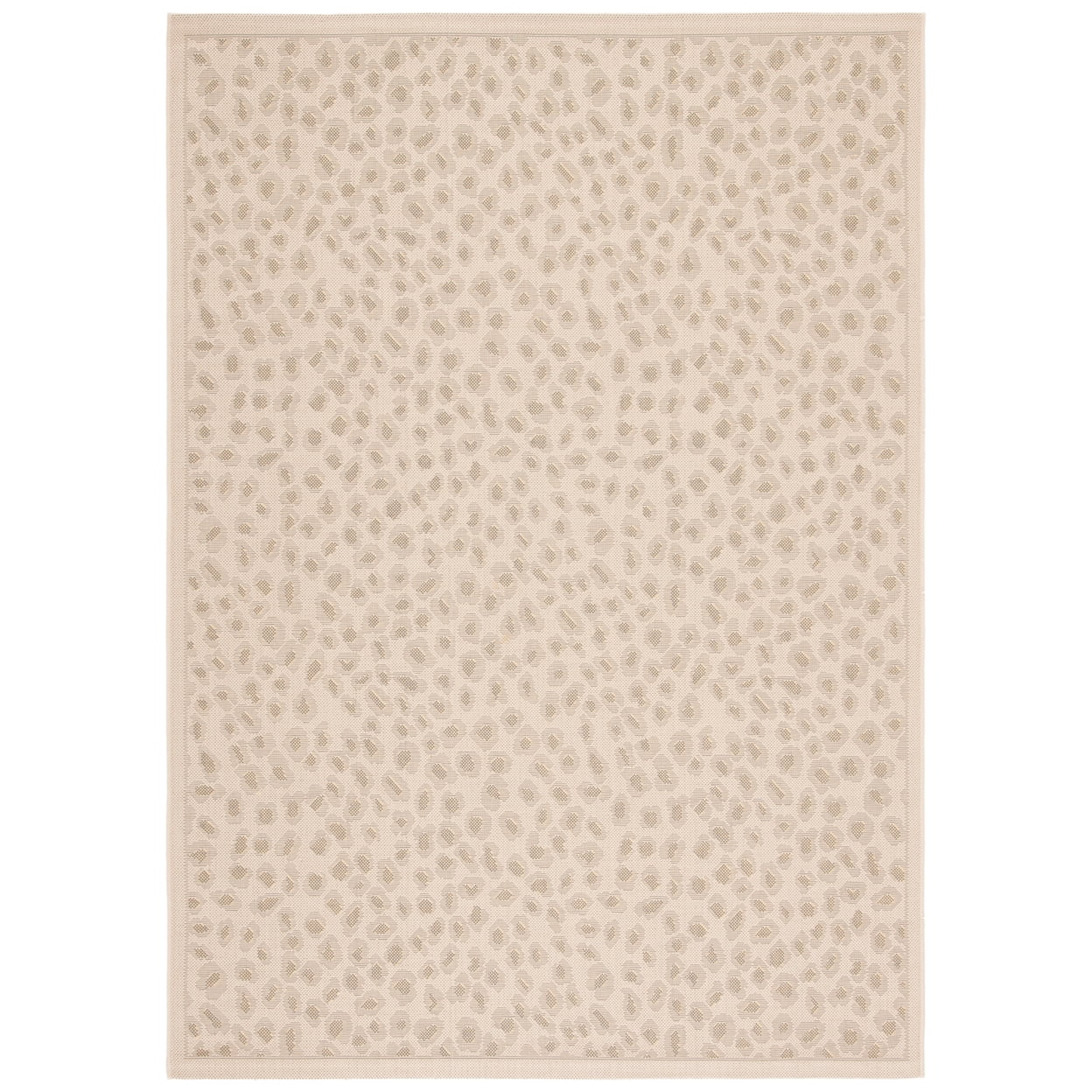 Courtyard Beige & Gold Synthetic 8' x 10' Easy-Care Outdoor Rug