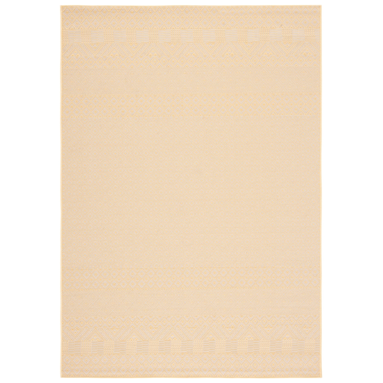 Gold and Beige Rectangular Synthetic Indoor/Outdoor Rug
