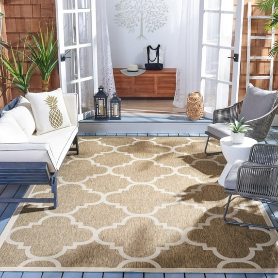 SAFAVIEH Outdoor CY6243-242 Courtyard Collection Brown Rug