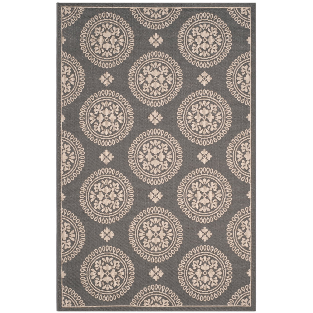 Modern Gray Rectangular Easy-Care Synthetic Indoor/Outdoor Rug