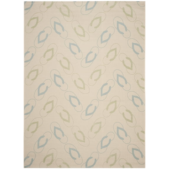 Safavieh Courtyard Ulric Chevron Indoor/Outdoor Area Rug, Beige/Aqua, 9' x 12'