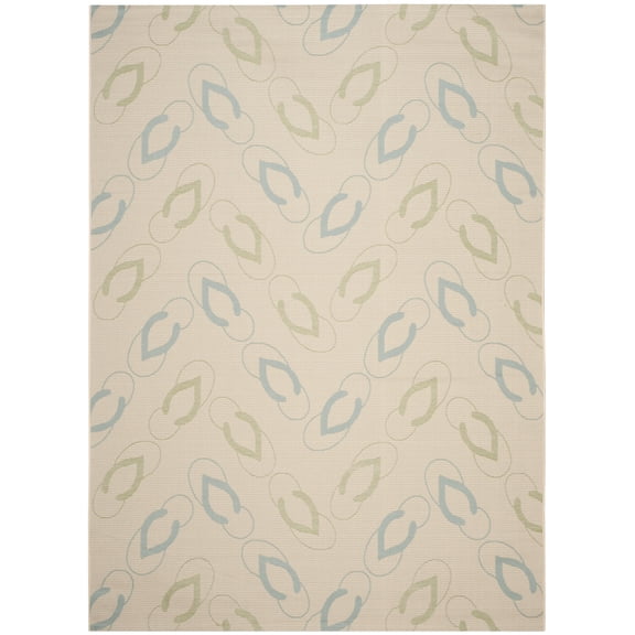 Safavieh Courtyard Ulric Chevron Indoor/Outdoor Area Rug, Beige/Aqua, 9' x 12'