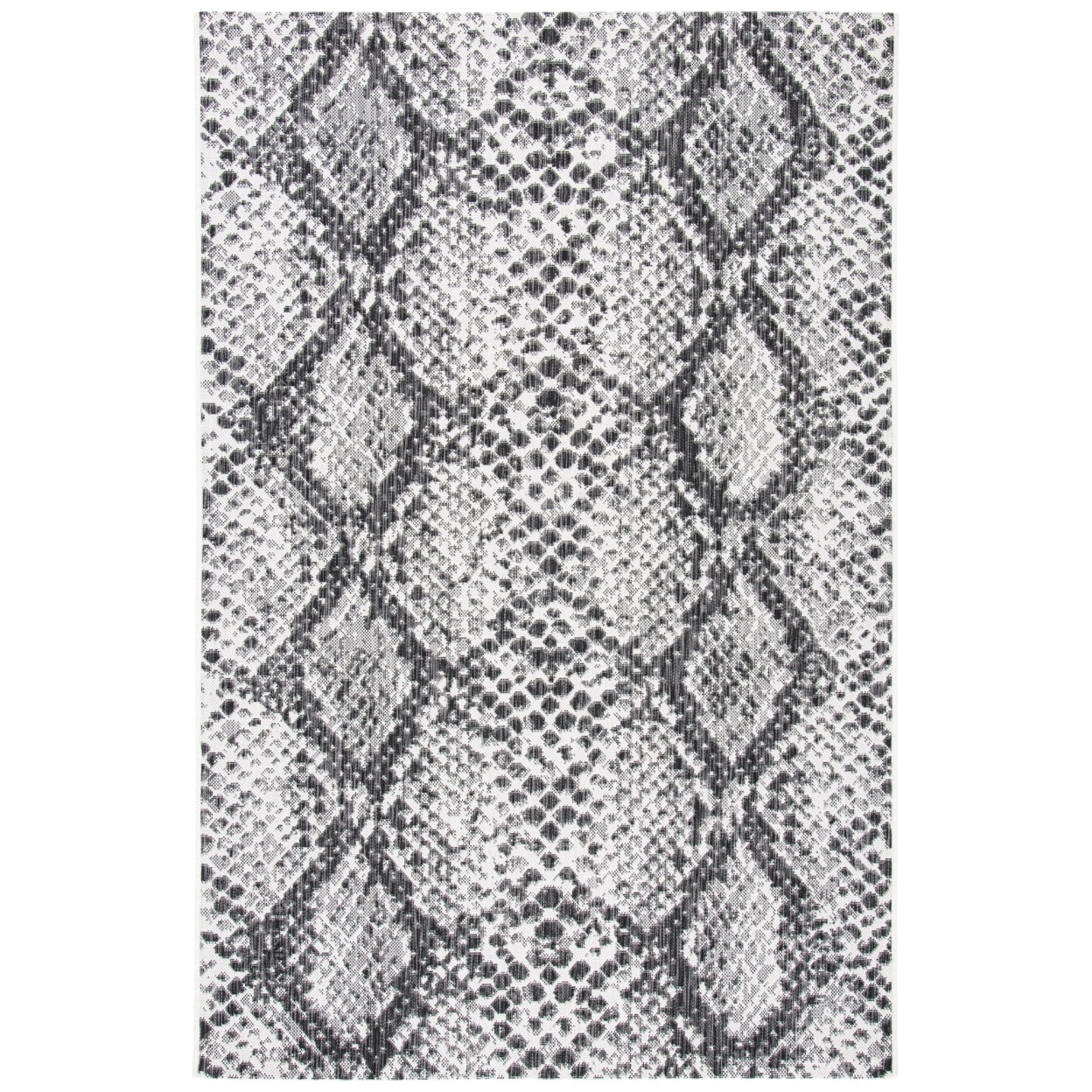 Courtyard Chic 65'' Black Synthetic Rectangular Easy-Care Area Rug