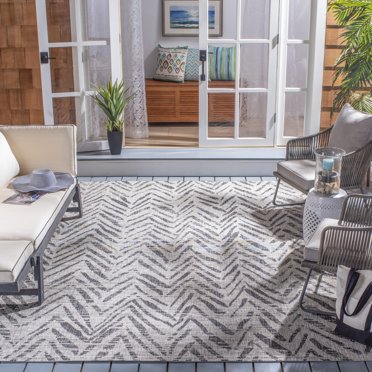 SAFAVIEH Courtyard Ercan Striped Indoor/Outdoor Area Rug, 6'7