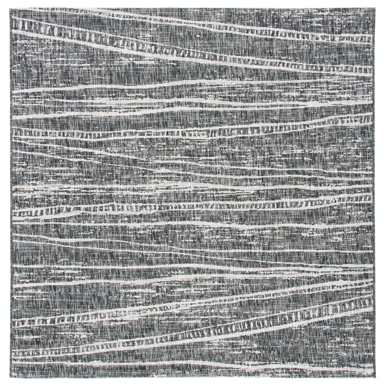 Luxor 79'' Easy-Care Black Square Synthetic Outdoor Rug