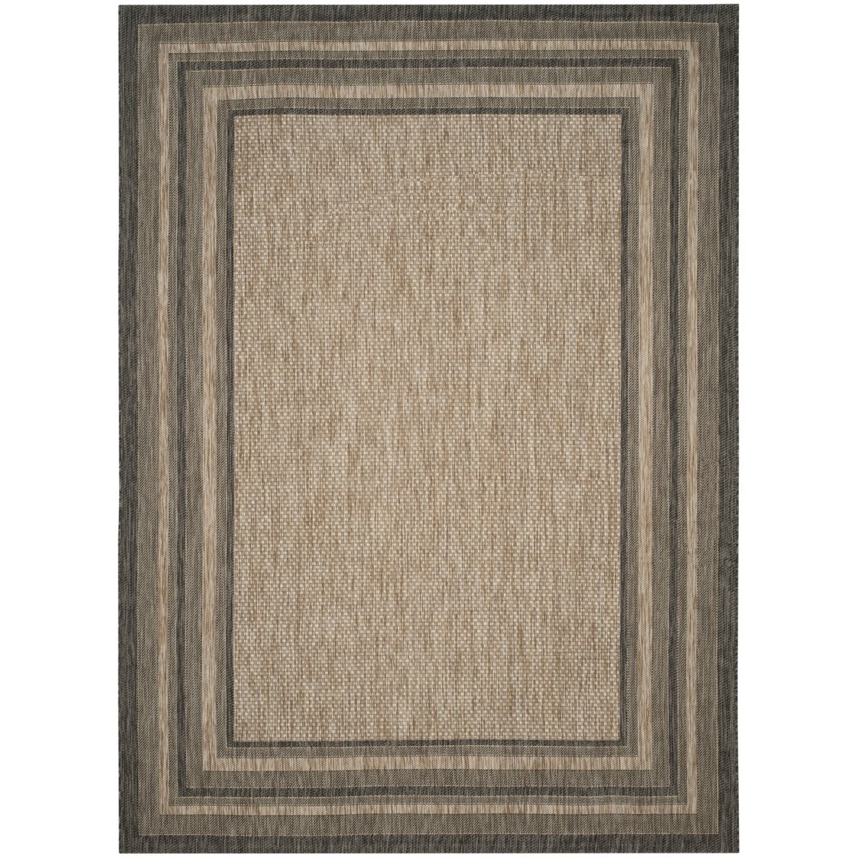 Natural Black Synthetic 9' x 12' Flat Woven Outdoor Rug