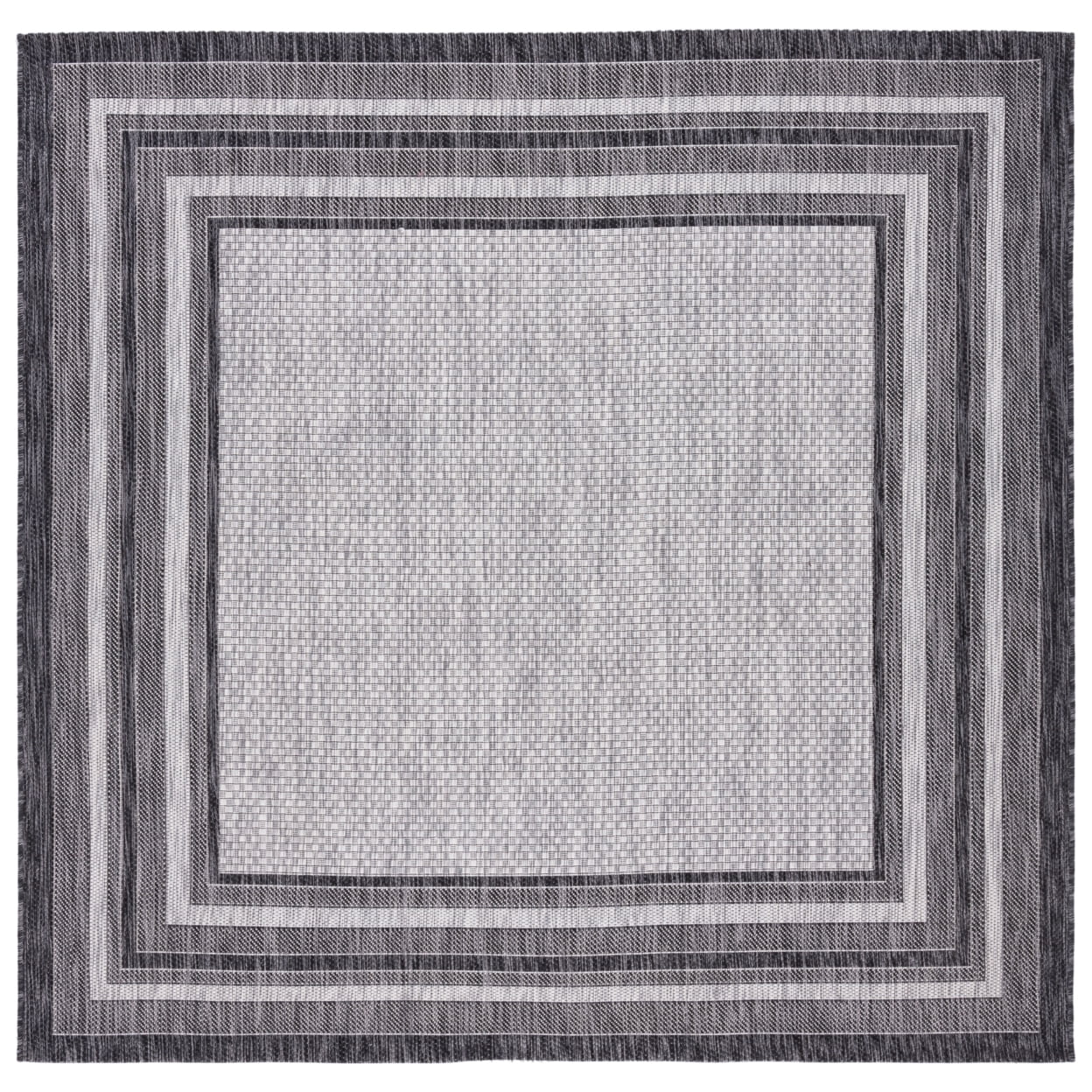 Reversible Light Grey/Black Synthetic Square Rug - Easy Care, Stain-Resistant