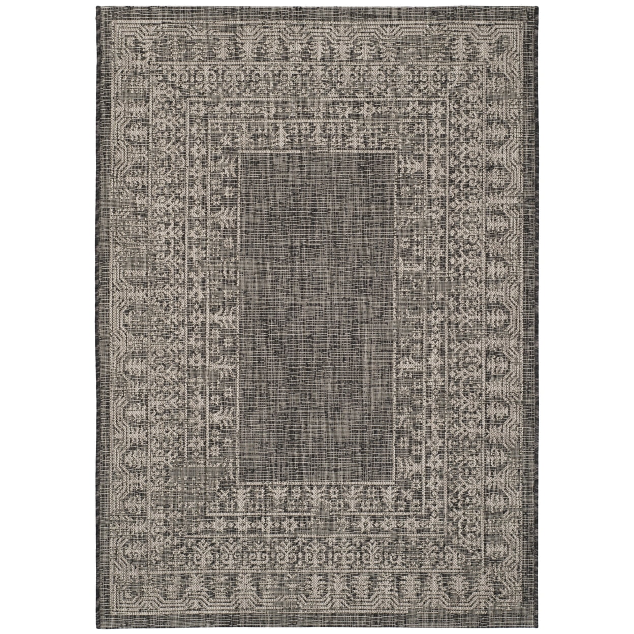 Safavieh Courtyard Black and Beige Rectangular Synthetic Rug