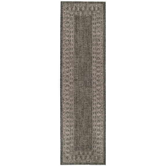 SAFAVIEH Outdoor CY8482-36621 Courtyard Black / Beige Rug