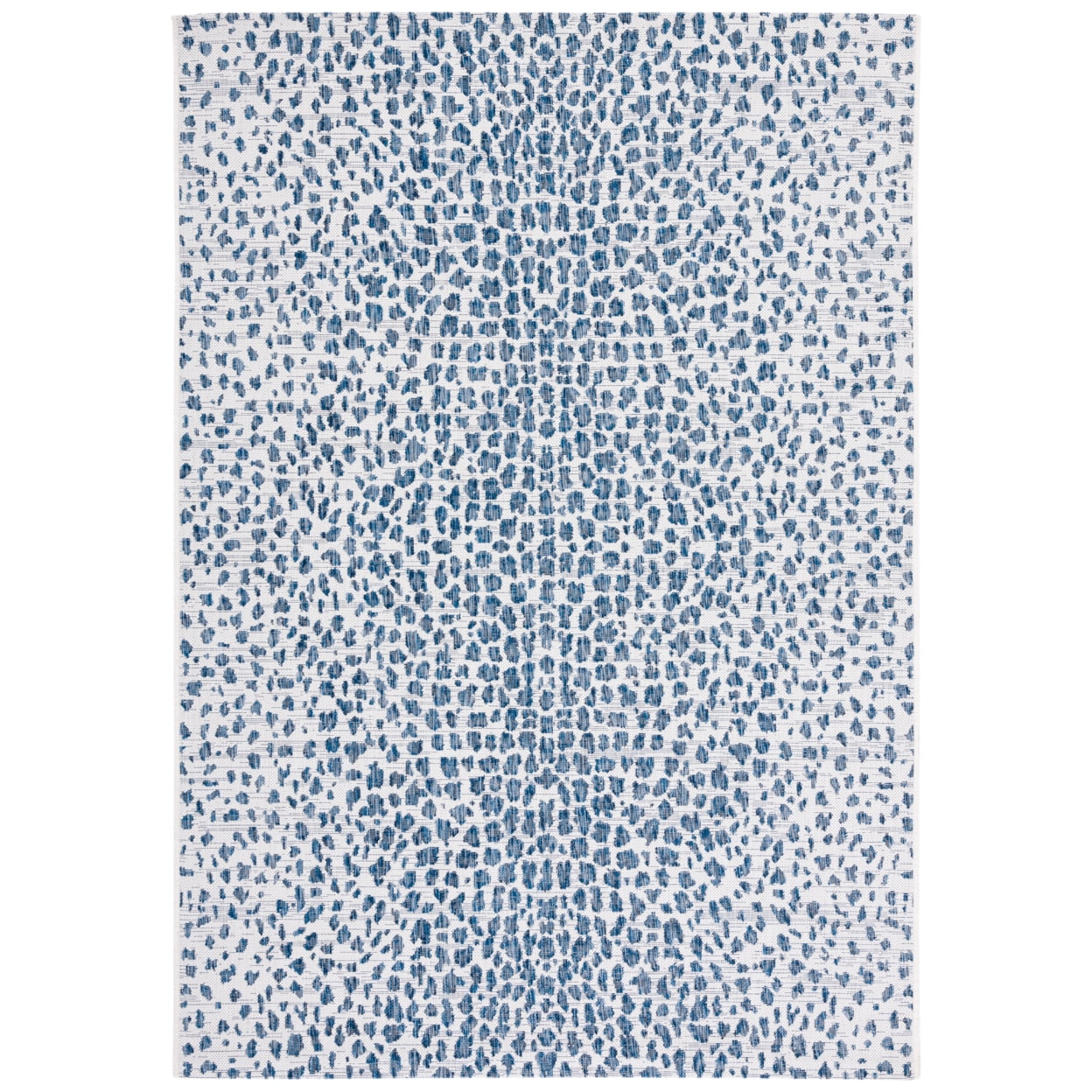 Elegant Courtyard Ivory/Navy 3' Square Washable Outdoor Rug